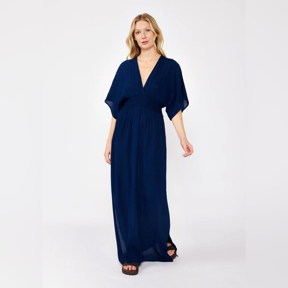 Lovestitch Starchild Kimono Sleeve Maxi Dress Turquoise Blue